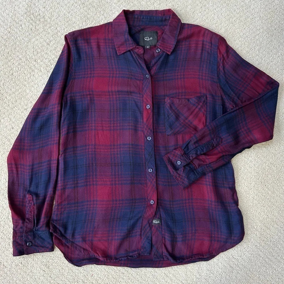Rails | Hunter Plaid flannel shirt, currant and navy - Picture 2 of 8